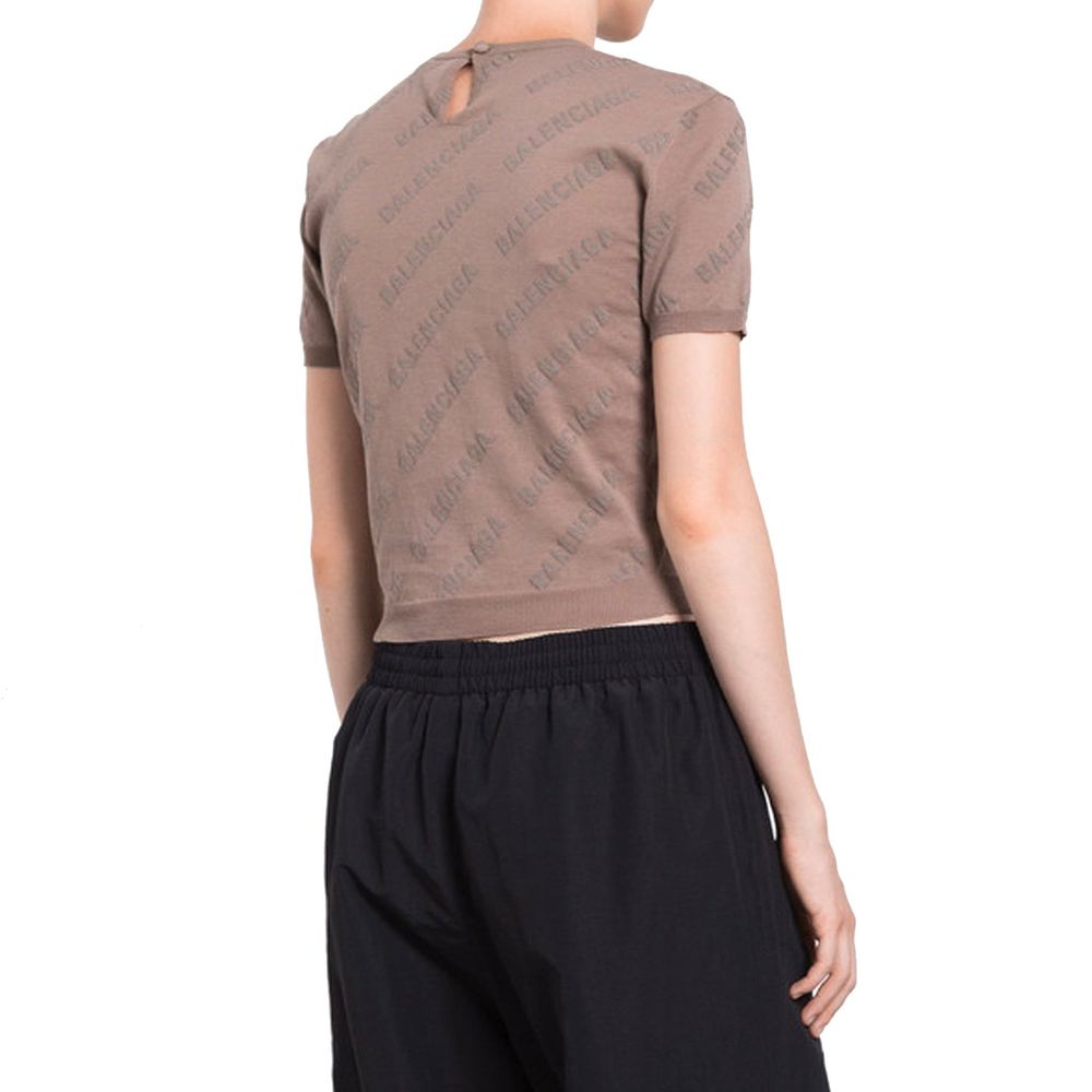 Brown Cotton Tank Top with Rear Keyhole Detail