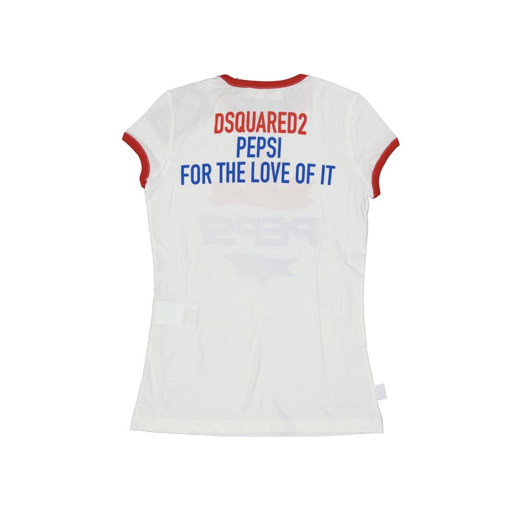 White Cotton T-Shirt with Pepsi Logo Detail