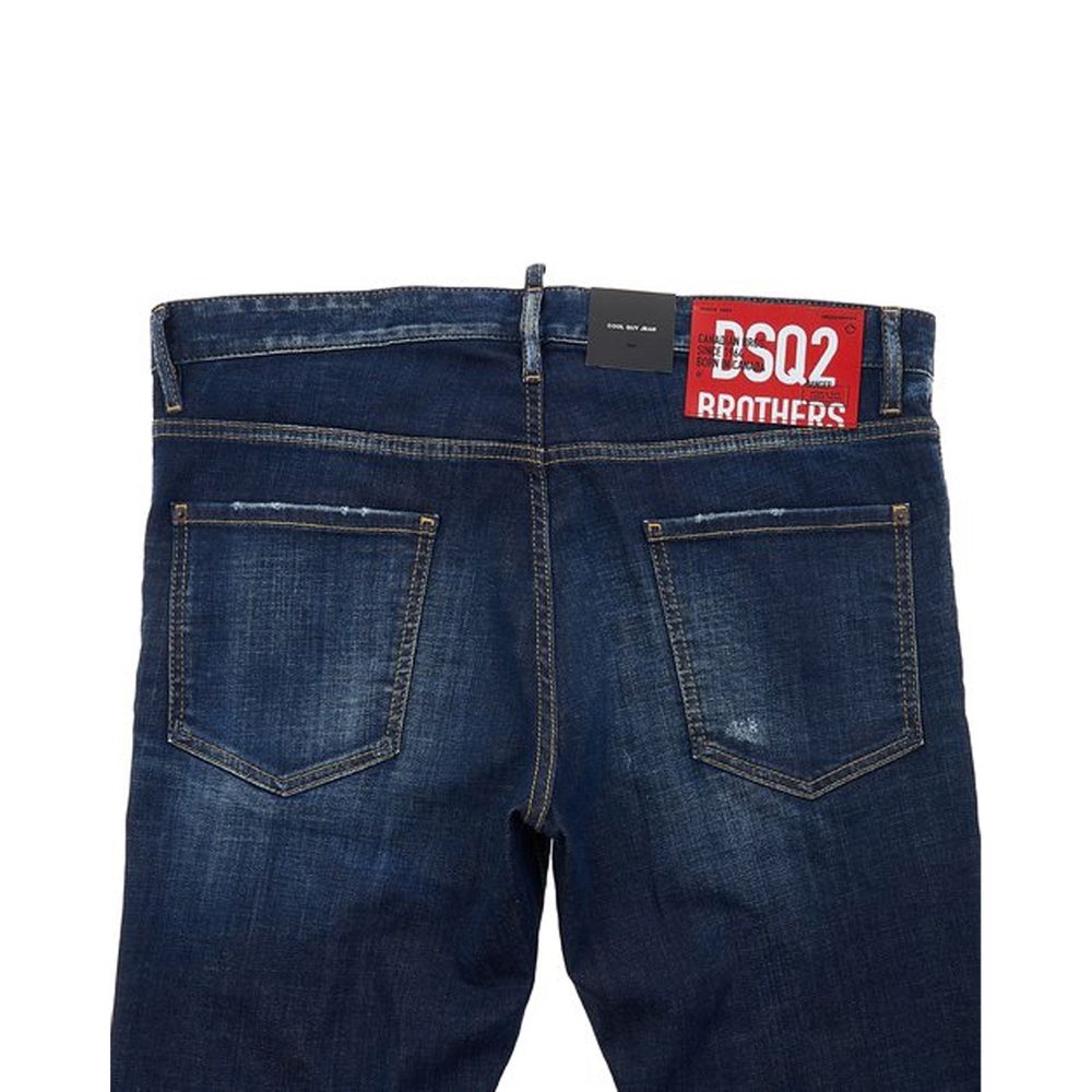 Blue Cotton Skinny Jeans with Logo Detail