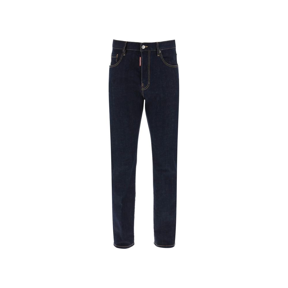 Blaue Baumwolljeans mit geradem Bein