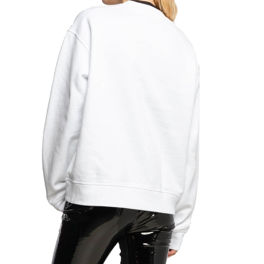 White Cotton Sweatshirt with Logo Detail