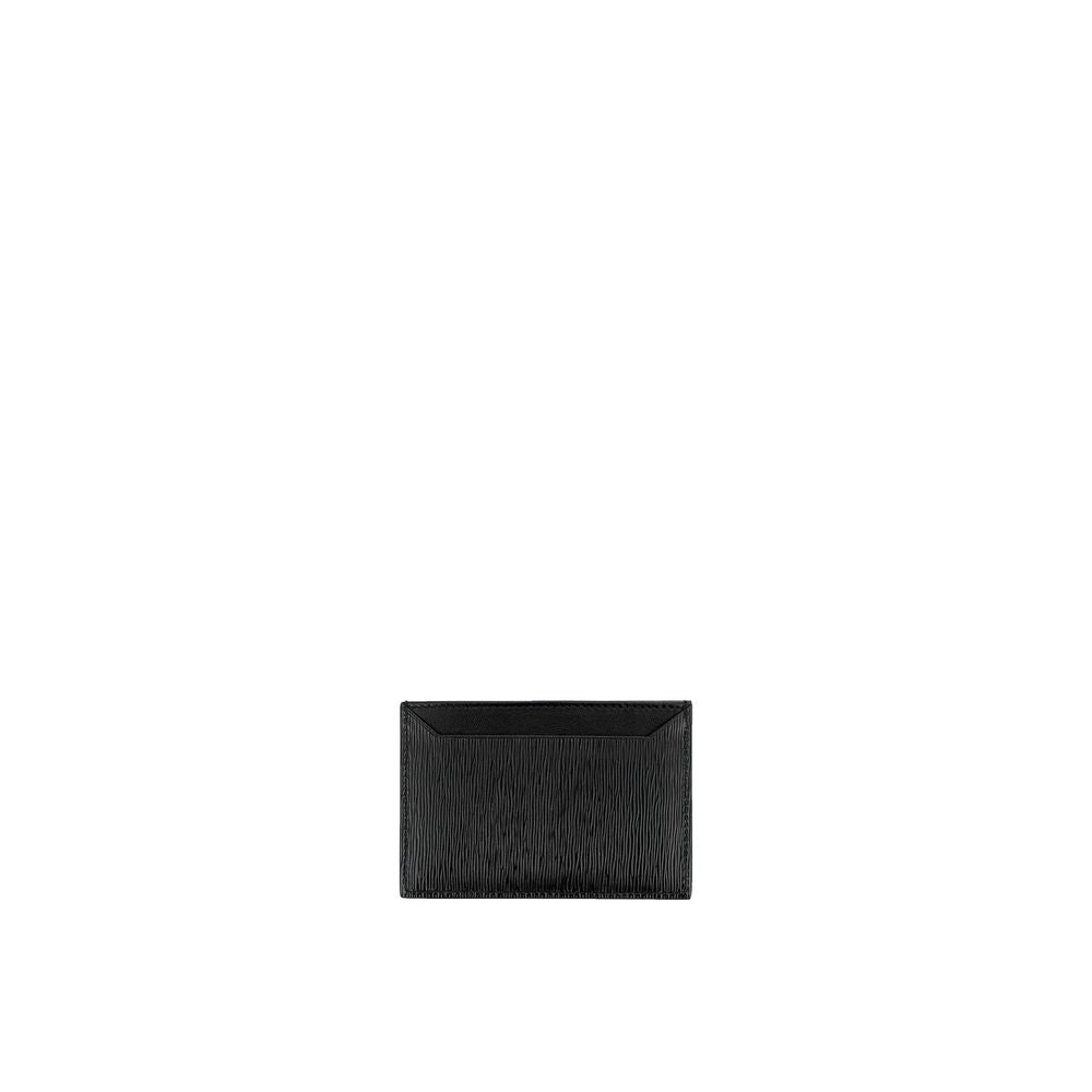 Black Leather Wallet with Logo Lettering