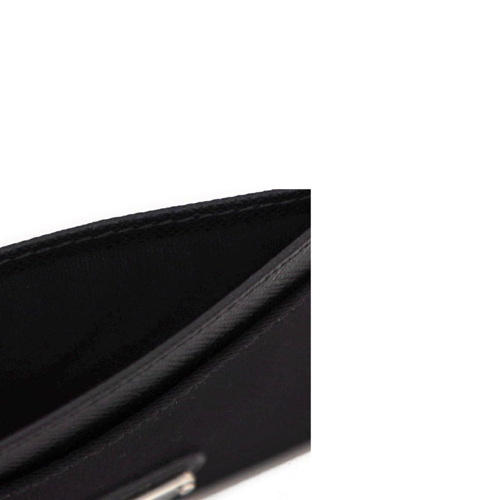 Black Leather-Trimmed Nylon Cardholder for Women