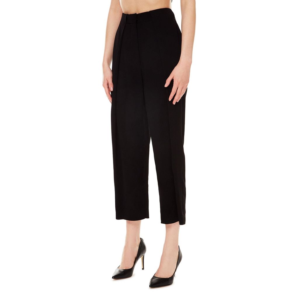 Schwarze Freizeithose aus Synthetik mit Gürtelschlaufen