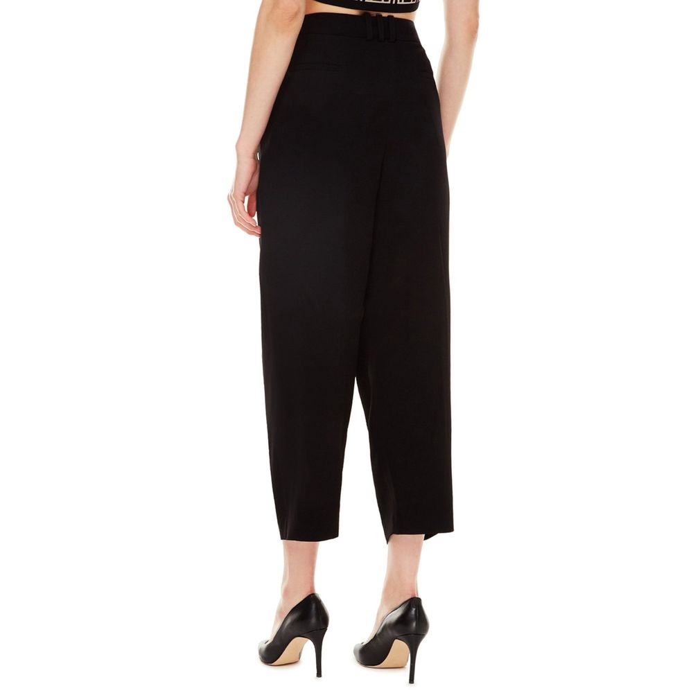 Black Synthetic Pants with Belt Loops