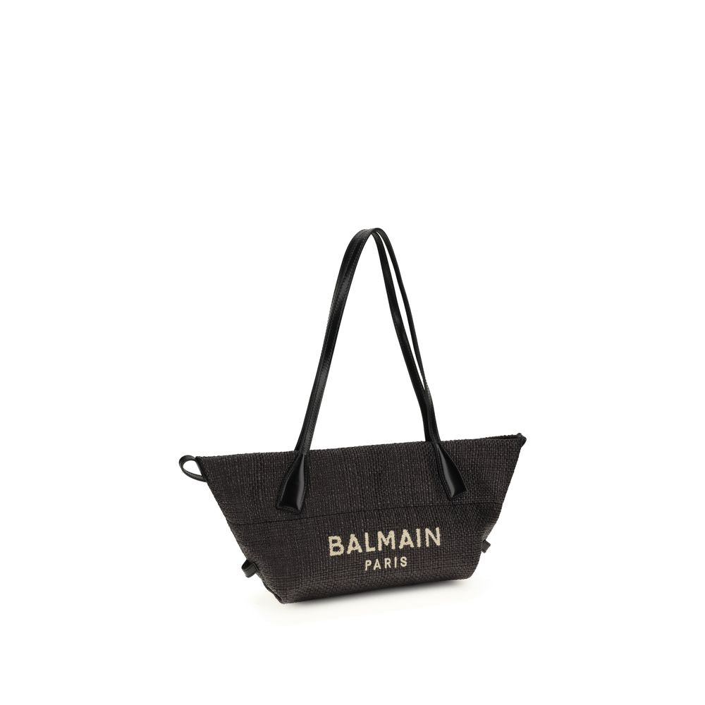 Schwarze Bast-Schultertasche