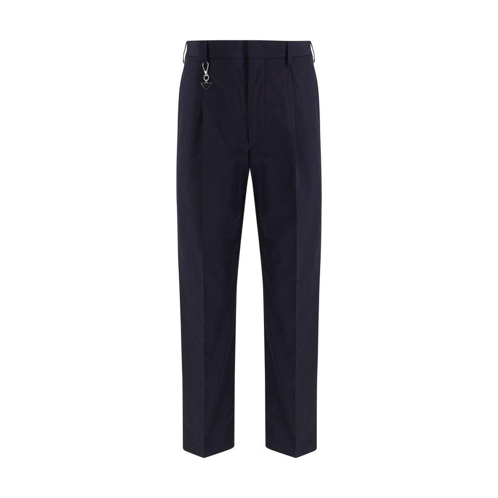 Blaue, taillierte Freizeithose aus Baumwolle