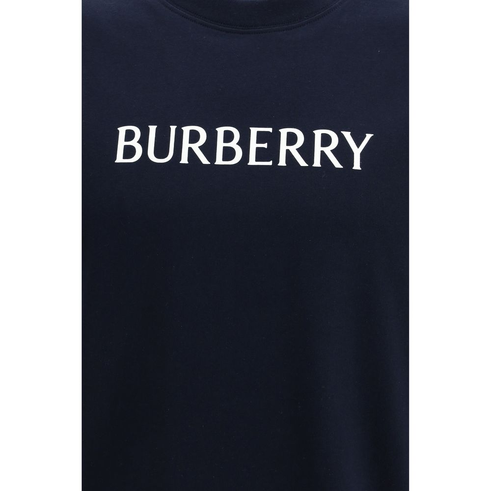 Blue Cotton T-Shirt with Embossed Logo