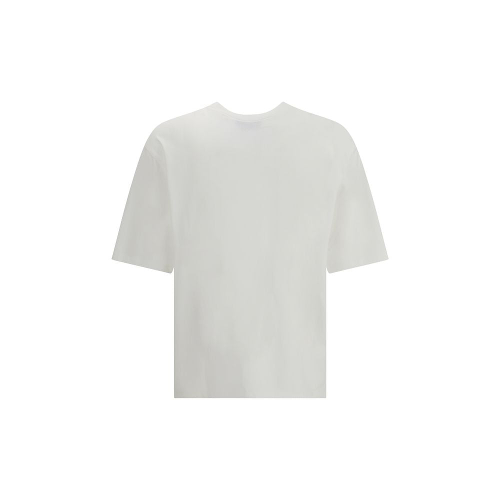 White Cotton T-Shirt with Embroidered Logo