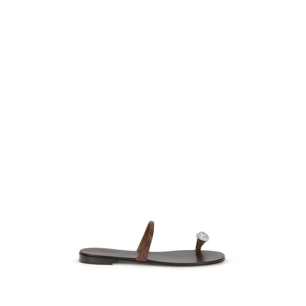 Sandales plates Bos Taurus en cuir de veau marron