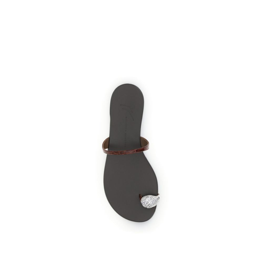Sandales plates Bos Taurus en cuir de veau marron