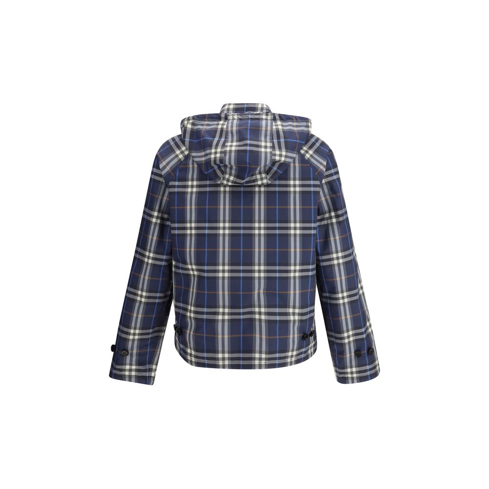 Blue Synthetic Reversible Rain Coat with Hood