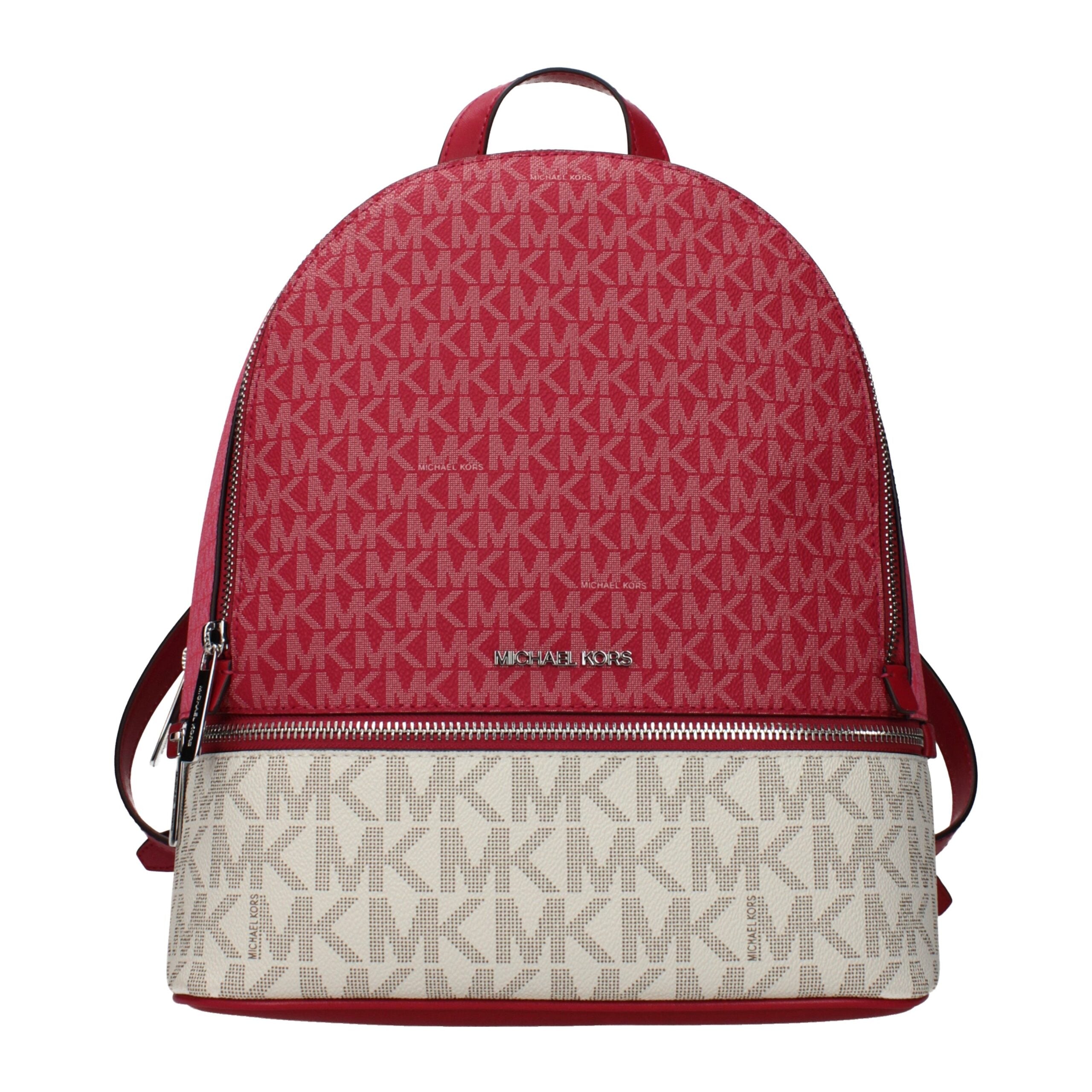 Beiger Rucksack aus Synthetik mit Logo und verstellbaren Riemen