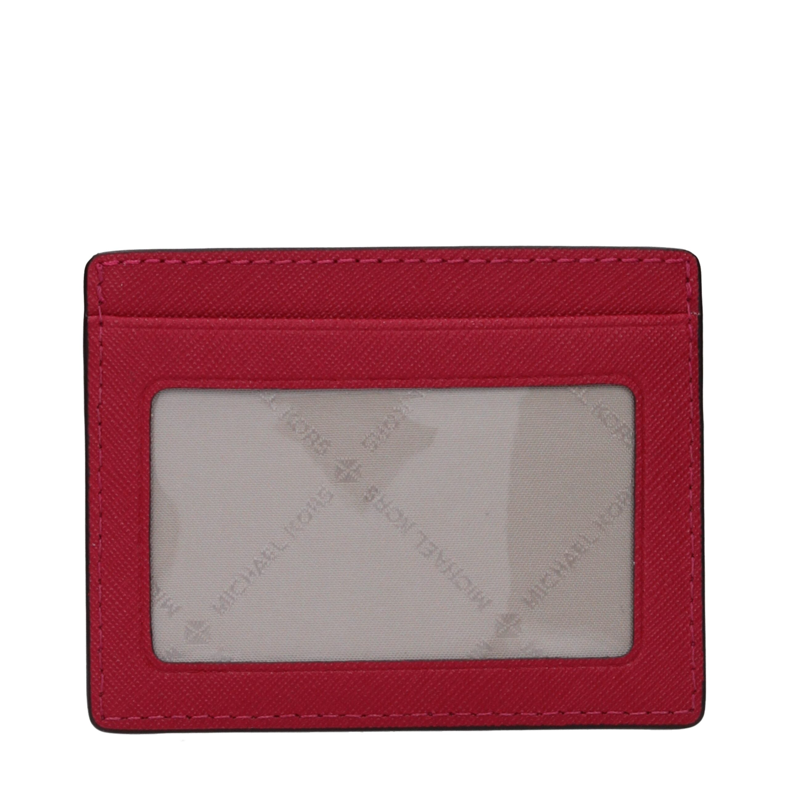 Red Leather Cardholder with Front Logo by Michael Kors