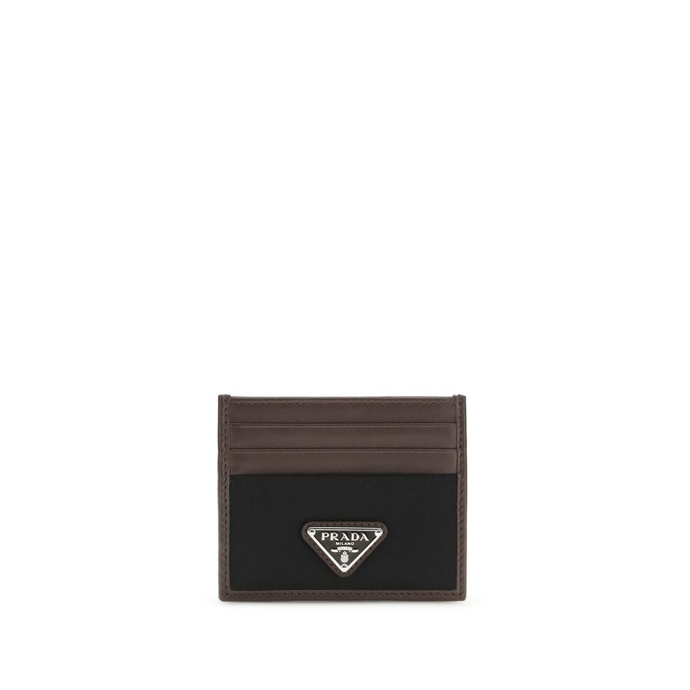 Brown Leather Wallet with Fabric Insert