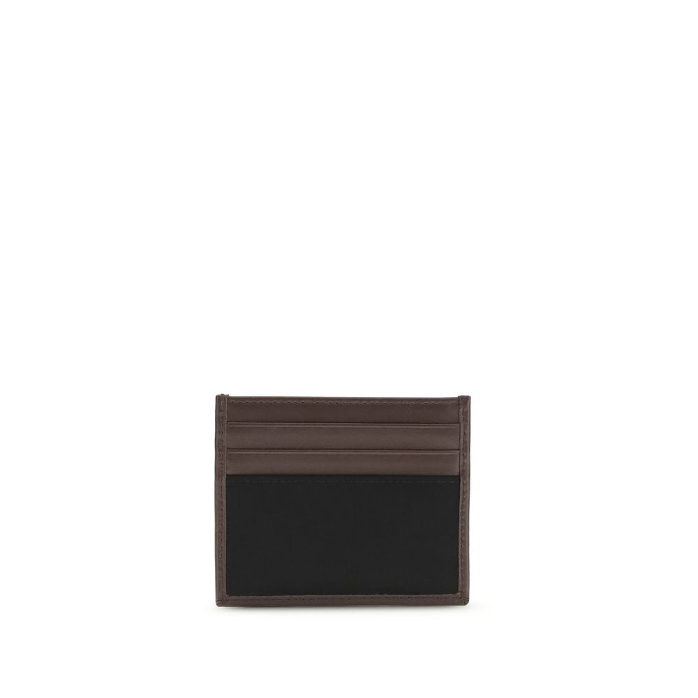 Brown Leather Wallet with Fabric Insert