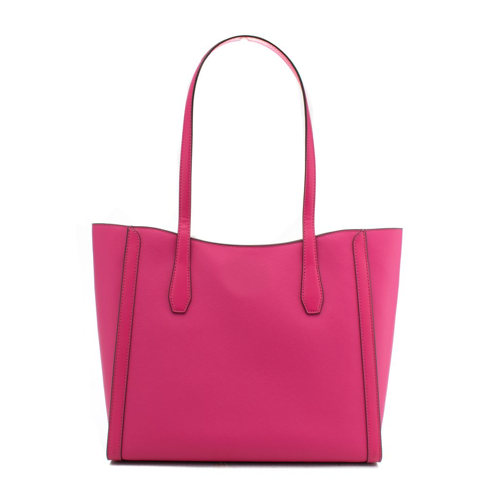 Pinke Canvas-Einkaufstasche mit mehrfarbigem Design