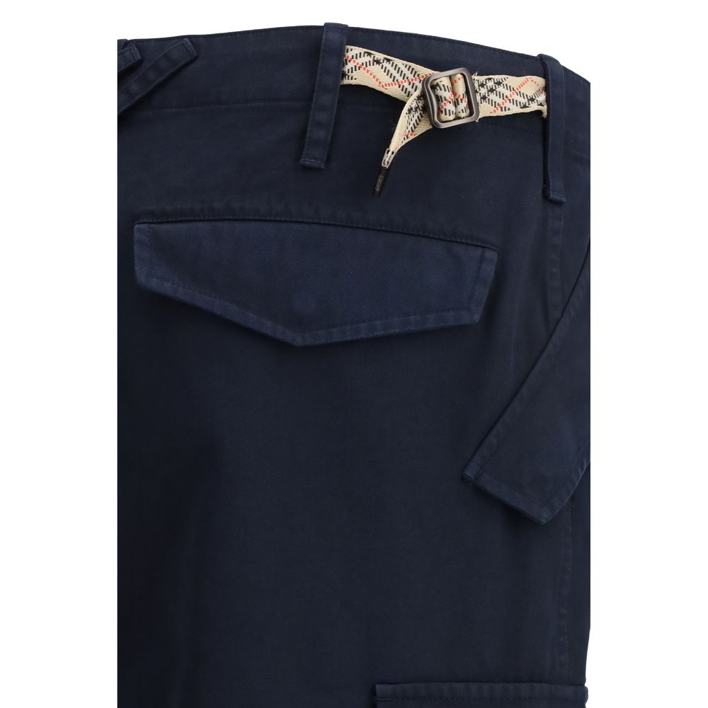 Blue Cotton Cargo Pants with Heritage Detail