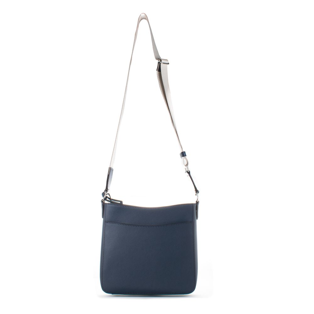 Blue Synthetic Canvas Crossbody Bag