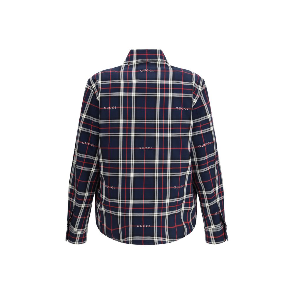 Blaue Steppjacke aus Baumwoll-Tartan
