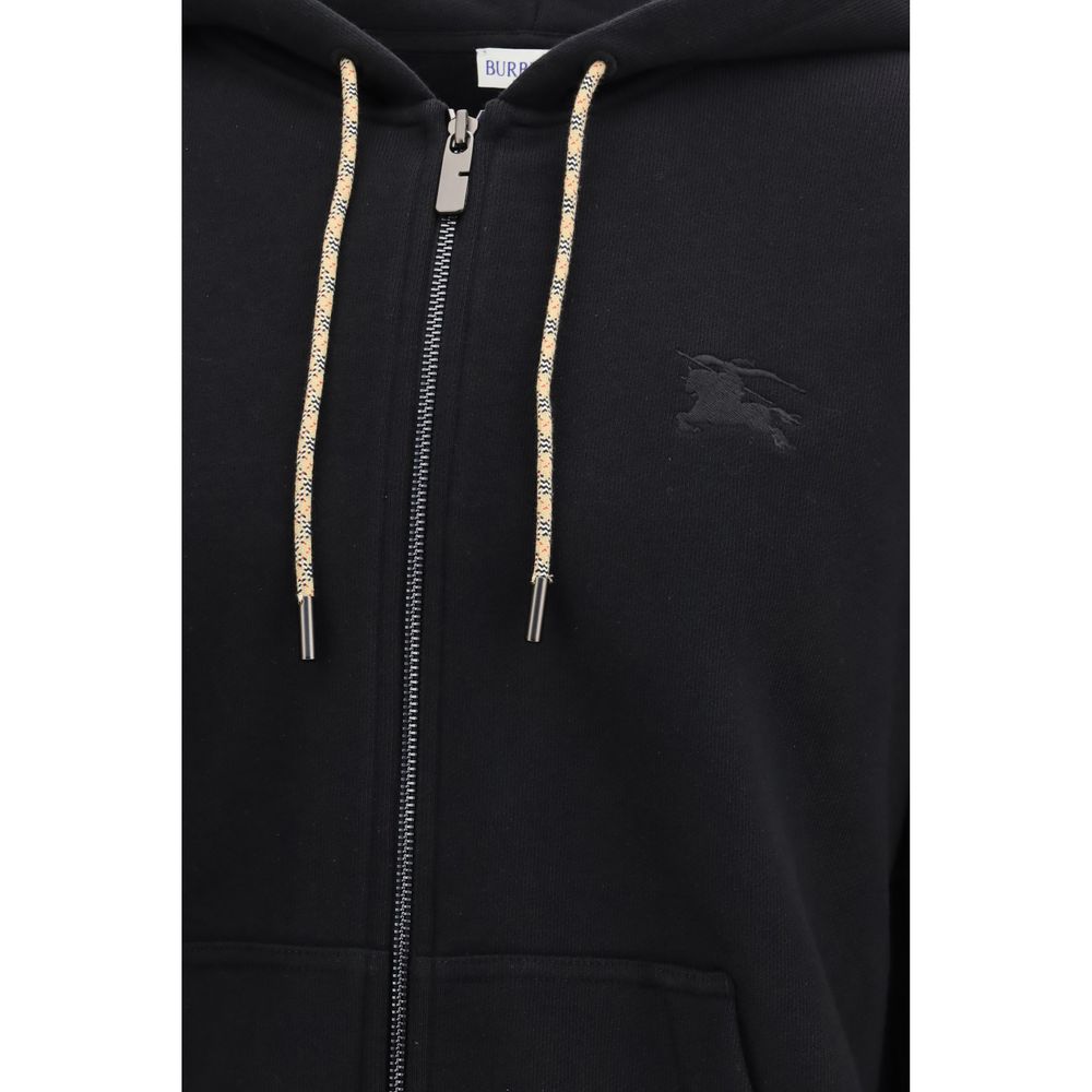 Schwarzes Kapuzen-Sweatshirt mit Reißverschluss aus Baumwolle