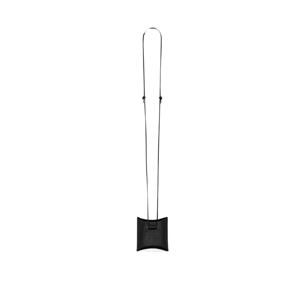 Schwarzer Airpod-Halter aus Leder mit YSL-Logo