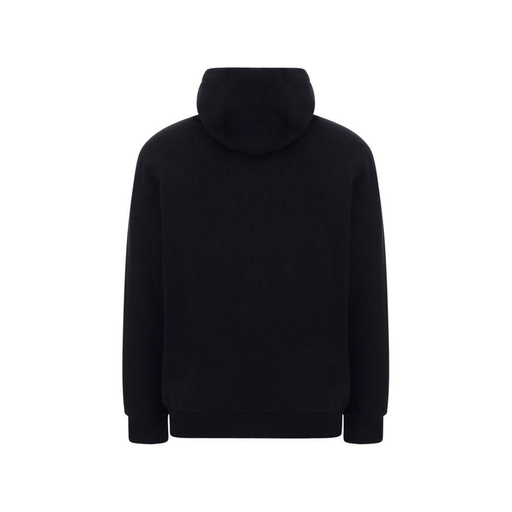Schwarzes Baumwoll-Sweatshirt mit Kapuze und Kordelzug