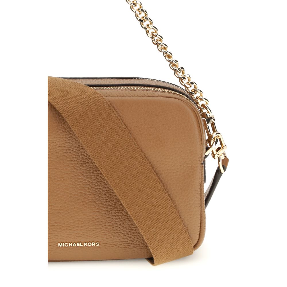 Braune Bryant Schultertasche aus Leder mit goldfarbenen Details