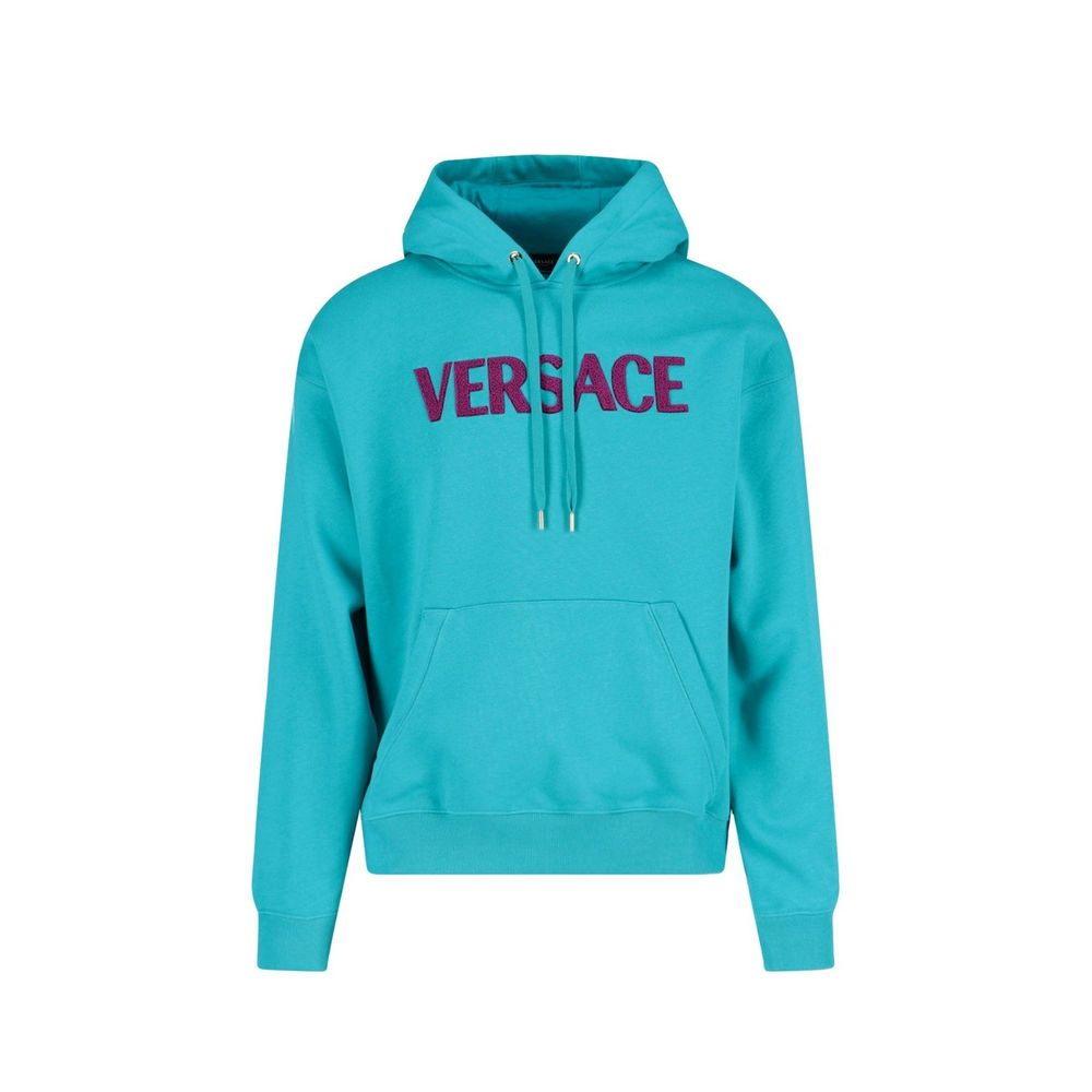 Bicolor Cotton Sweatshirt with Drawstring Hood