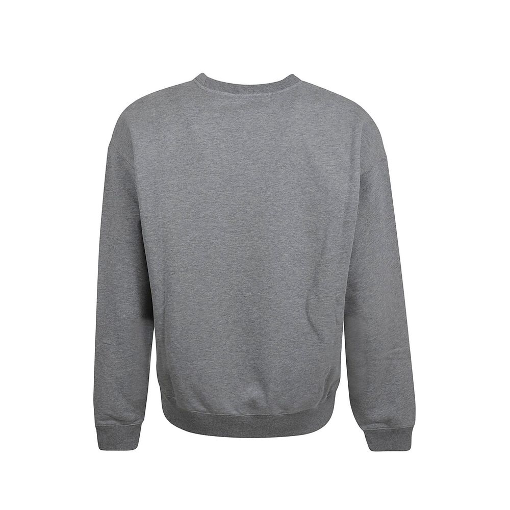 Gray Cotton Sweatshirt with Front Logo and Graphic Print