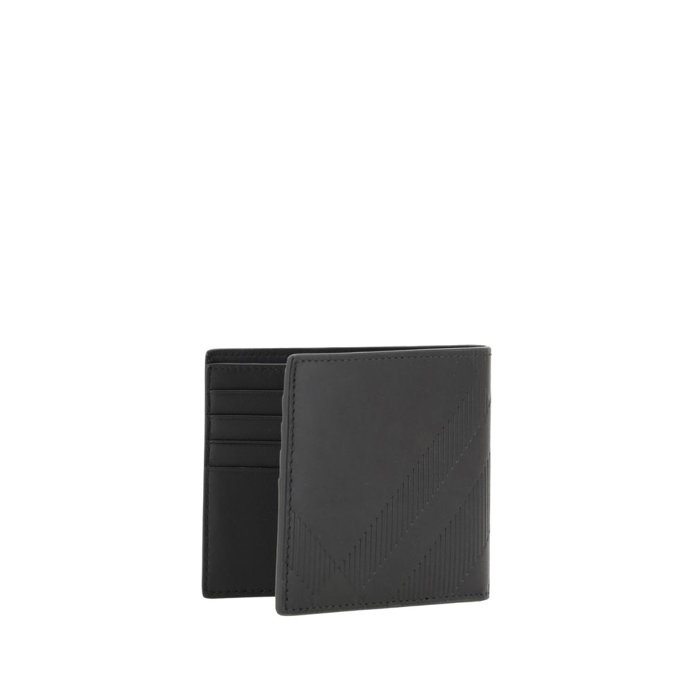 Brieftasche aus schwarzem Leder mit Archivio-Karomuster