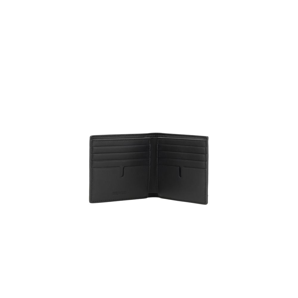 Black Leather Bifold Wallet with Archivio Check Pattern