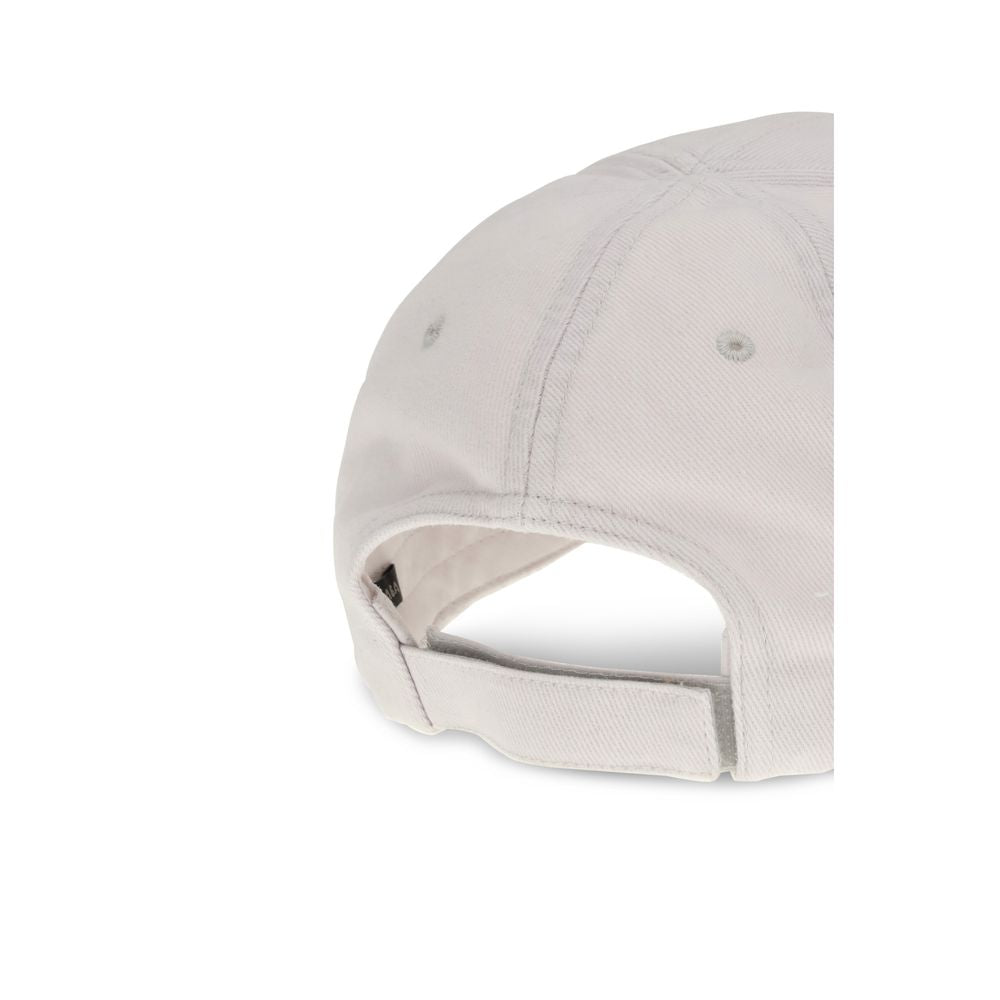White Cotton Baseball Cap with Masking Tape Detail
