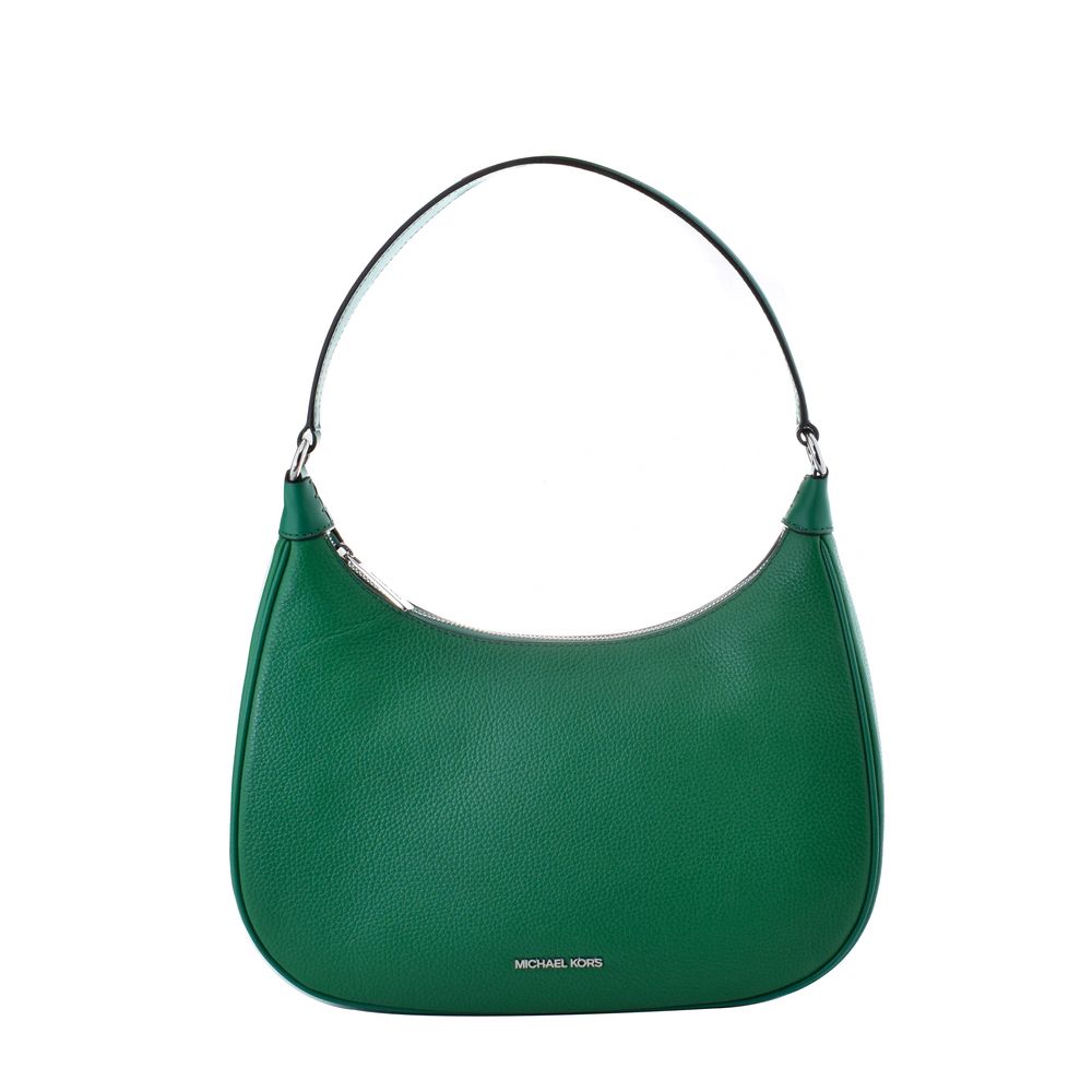 Grüne Lederhandtasche mit Bicolor-Design