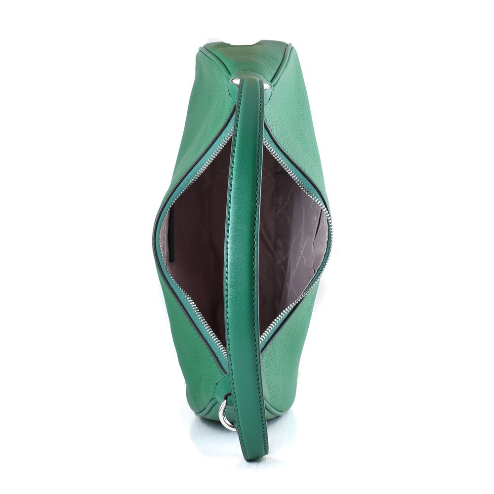 Grüne Lederhandtasche mit Bicolor-Design
