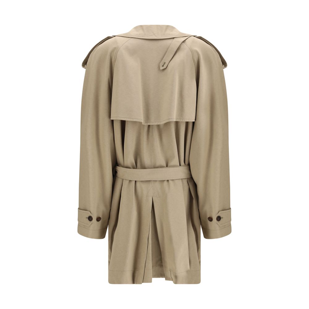 Beige Cotton Trench Coat with Belt
