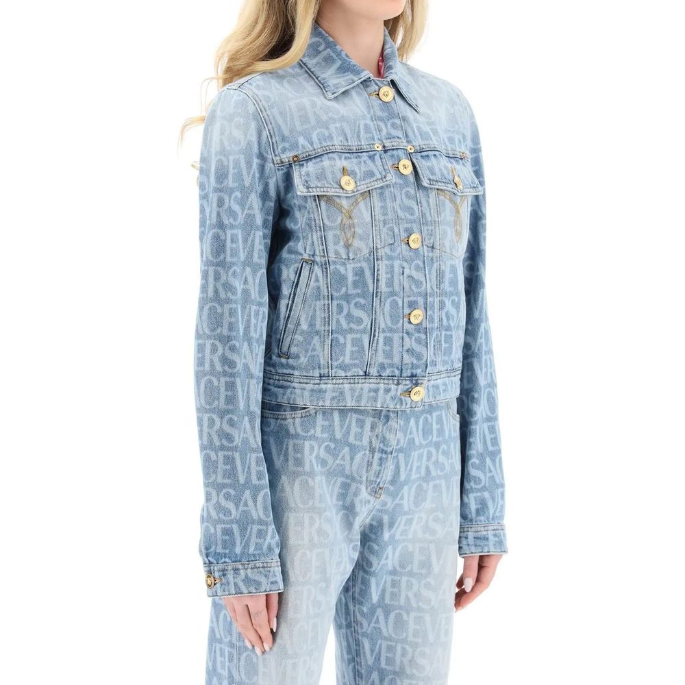 Blaue Jeansjacke aus Baumwolle mit Logo-Detail