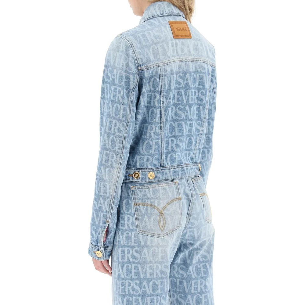 Veste en jean en coton bleu Versace