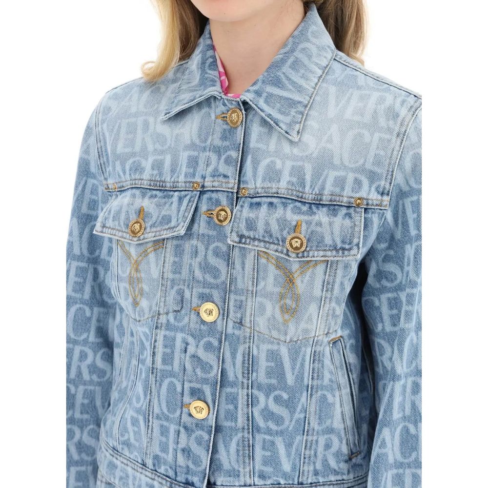 Veste en jean en coton bleu Versace