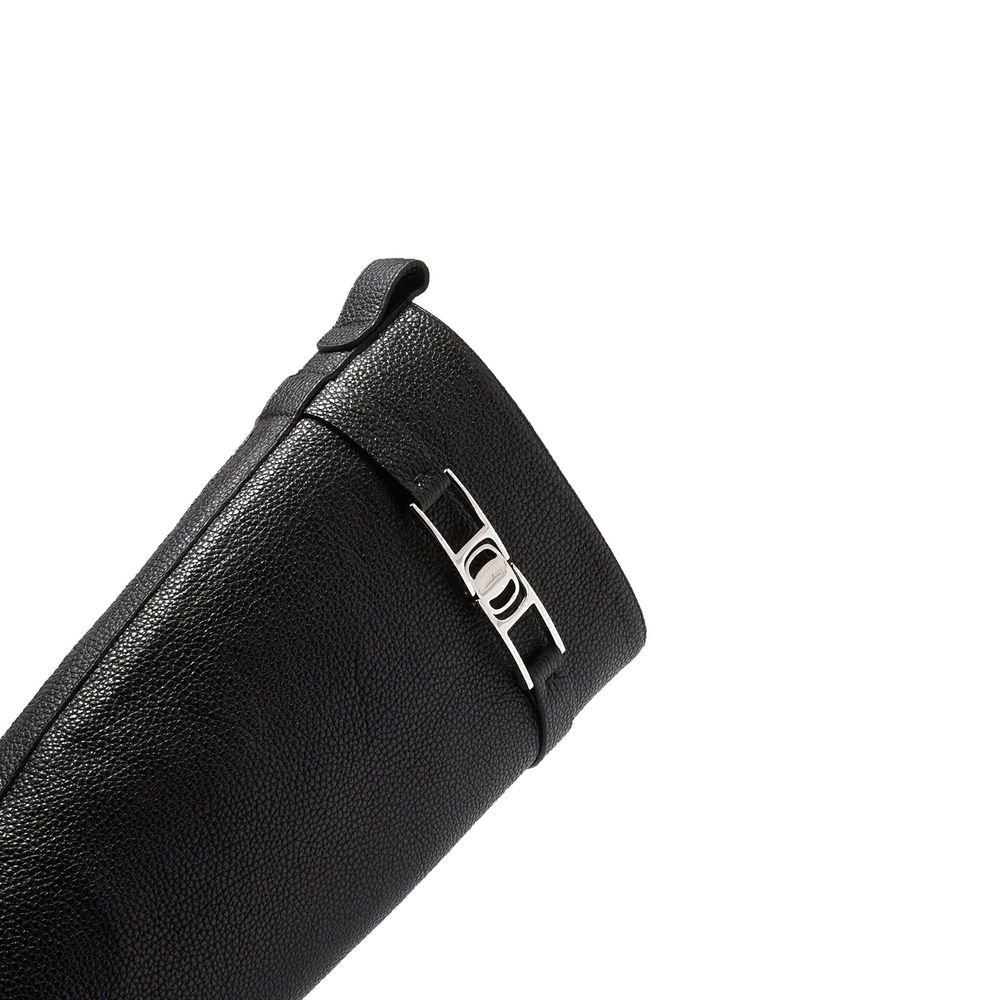 Black Leather Flat Boots with Side Zip Closure