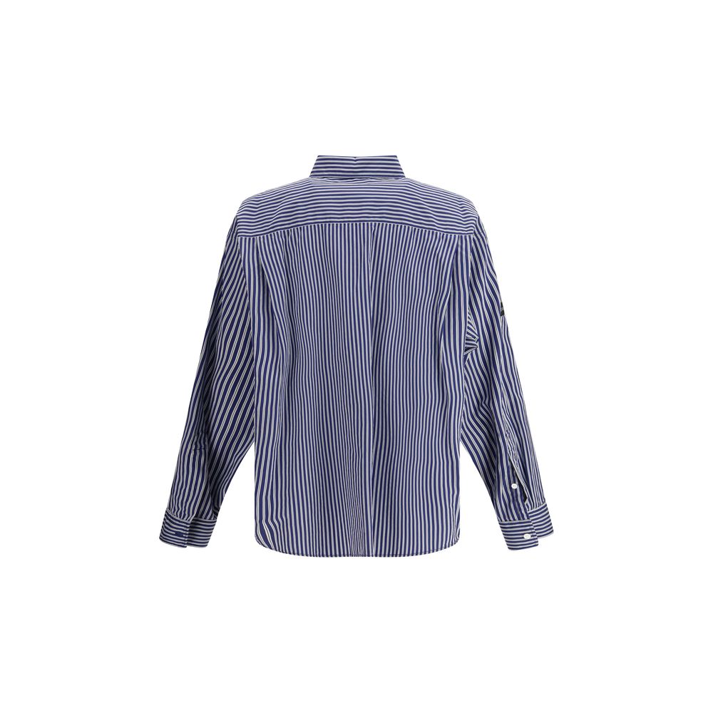 Blaues besticktes Oversize-Hemd aus Baumwolle