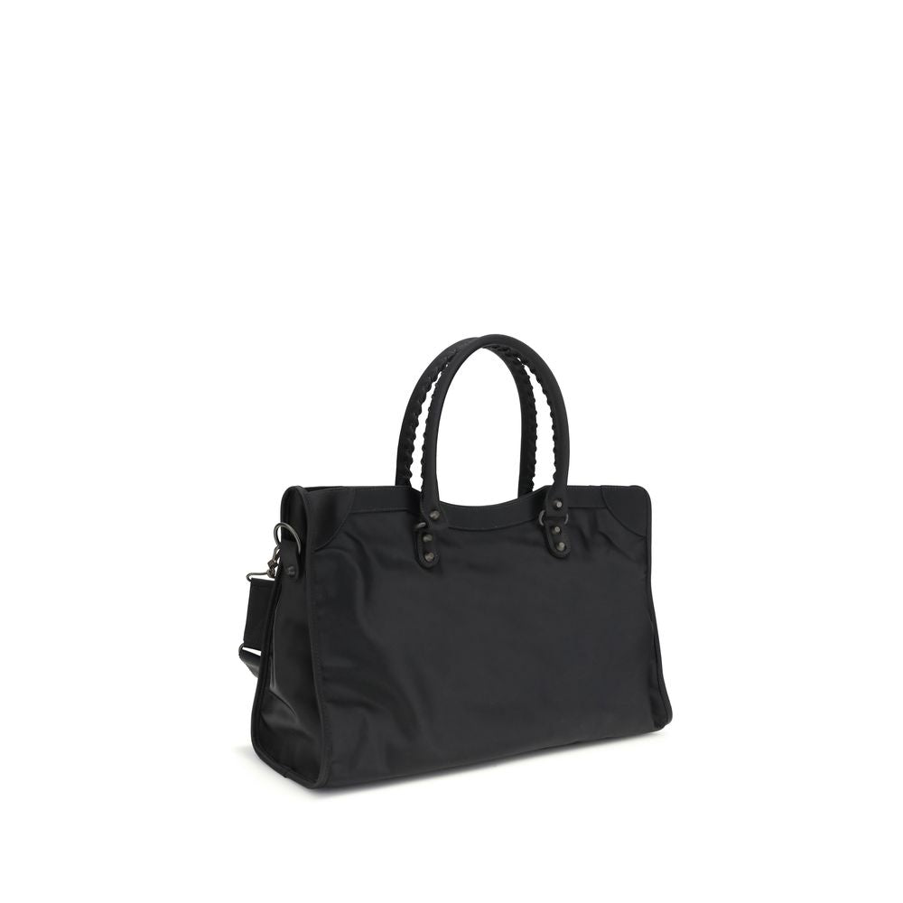 Black Synthetic Handbag with Adjustable Strap