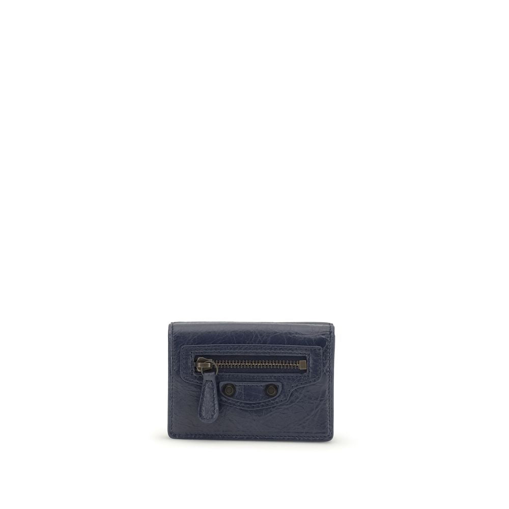 Blue Leather Wallet with Zip and Coin Purse