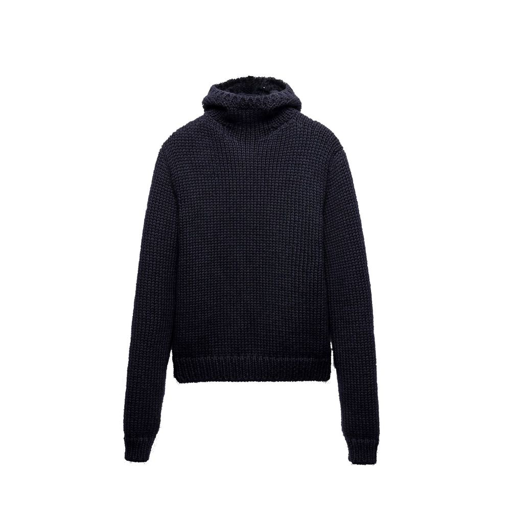 Blauer Woll-Hoodie