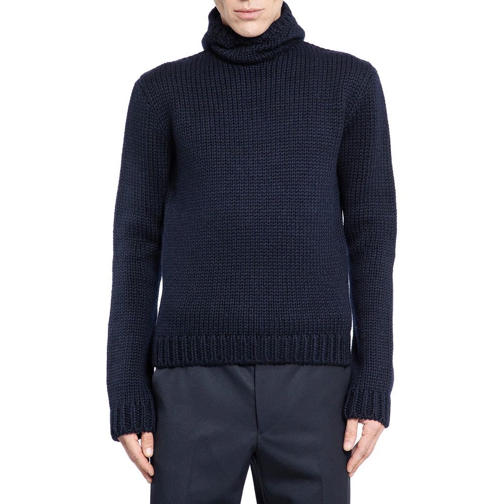 Blauer Woll-Hoodie