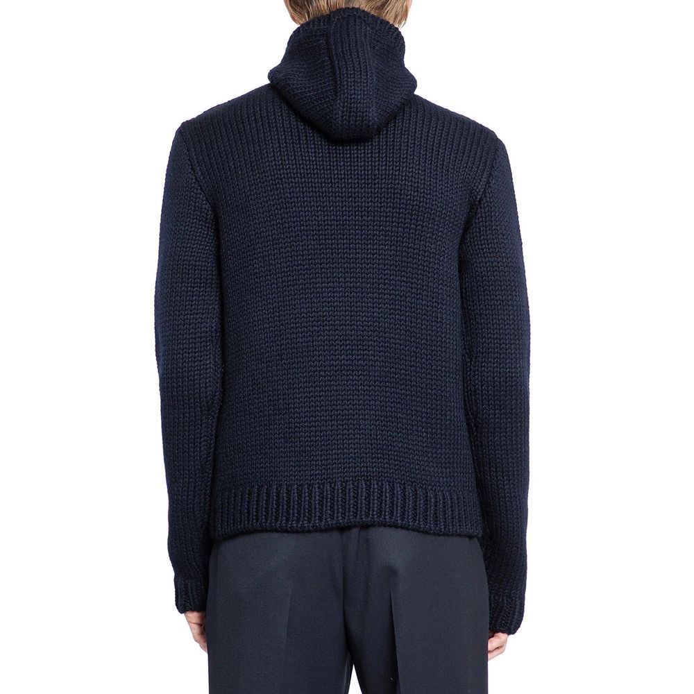 Blauer Woll-Hoodie