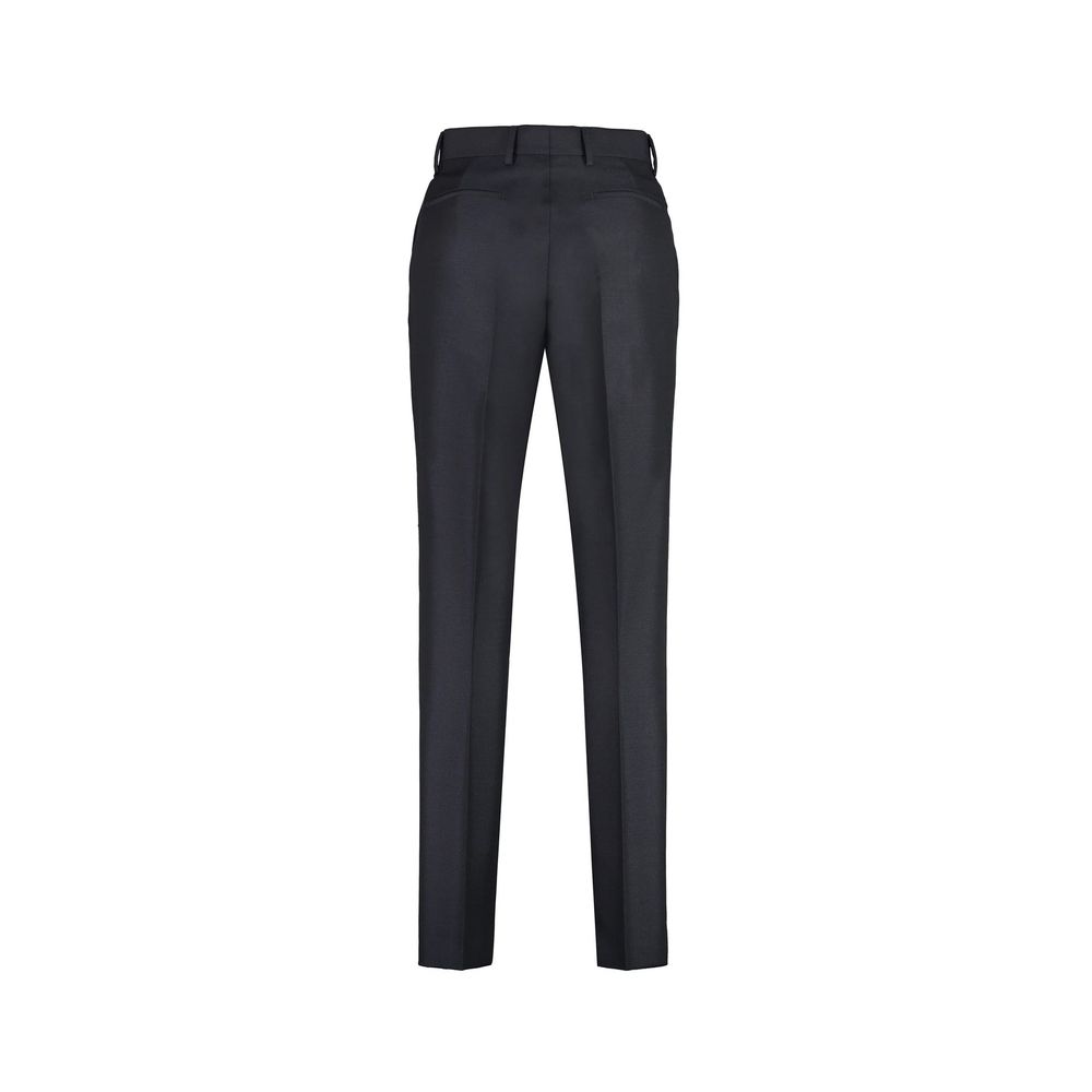 Blue Wool Dress Pants with Pockets