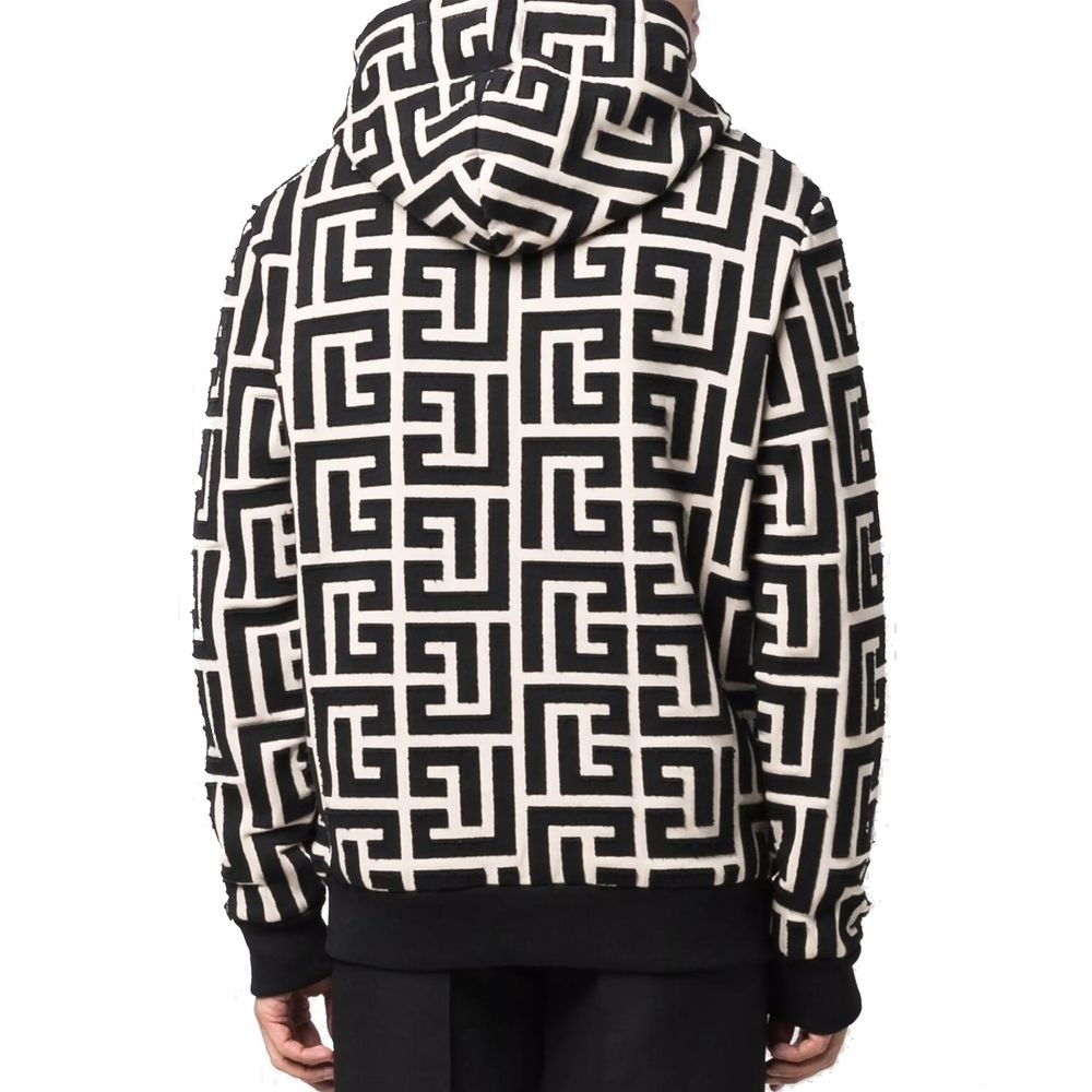 Beigefarbenes Baumwoll-Sweatshirt mit Kapuze und Kordelzug