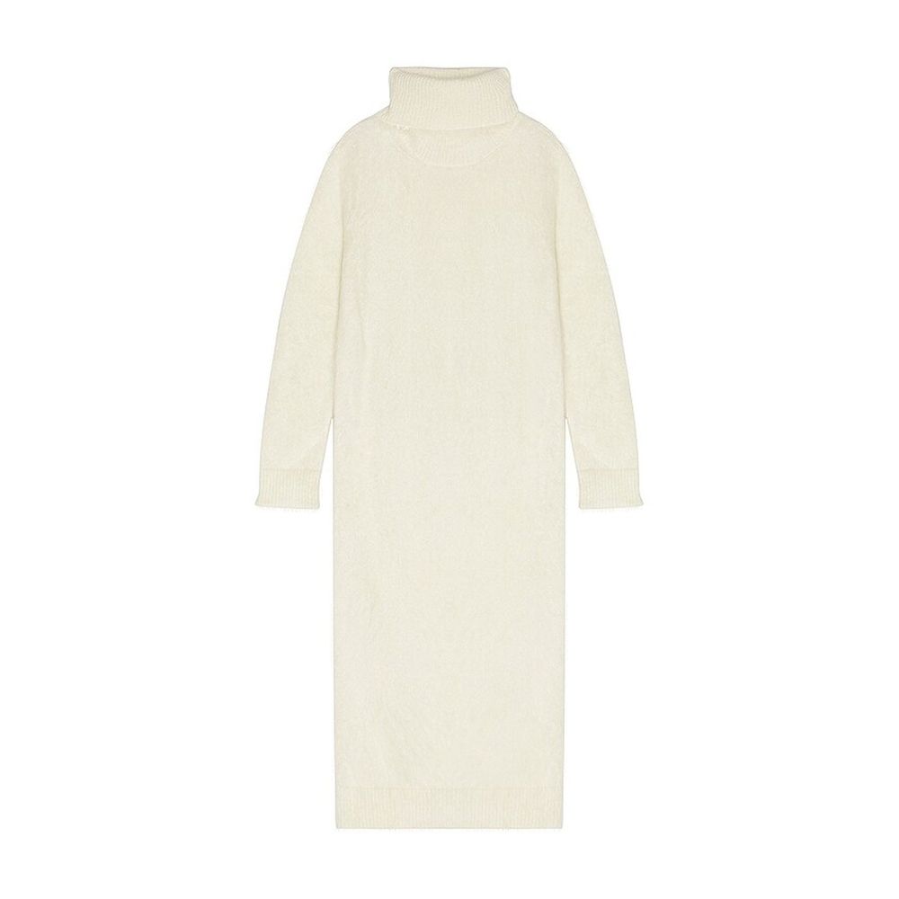 White Wool Blend Sweatshirt with High Neck