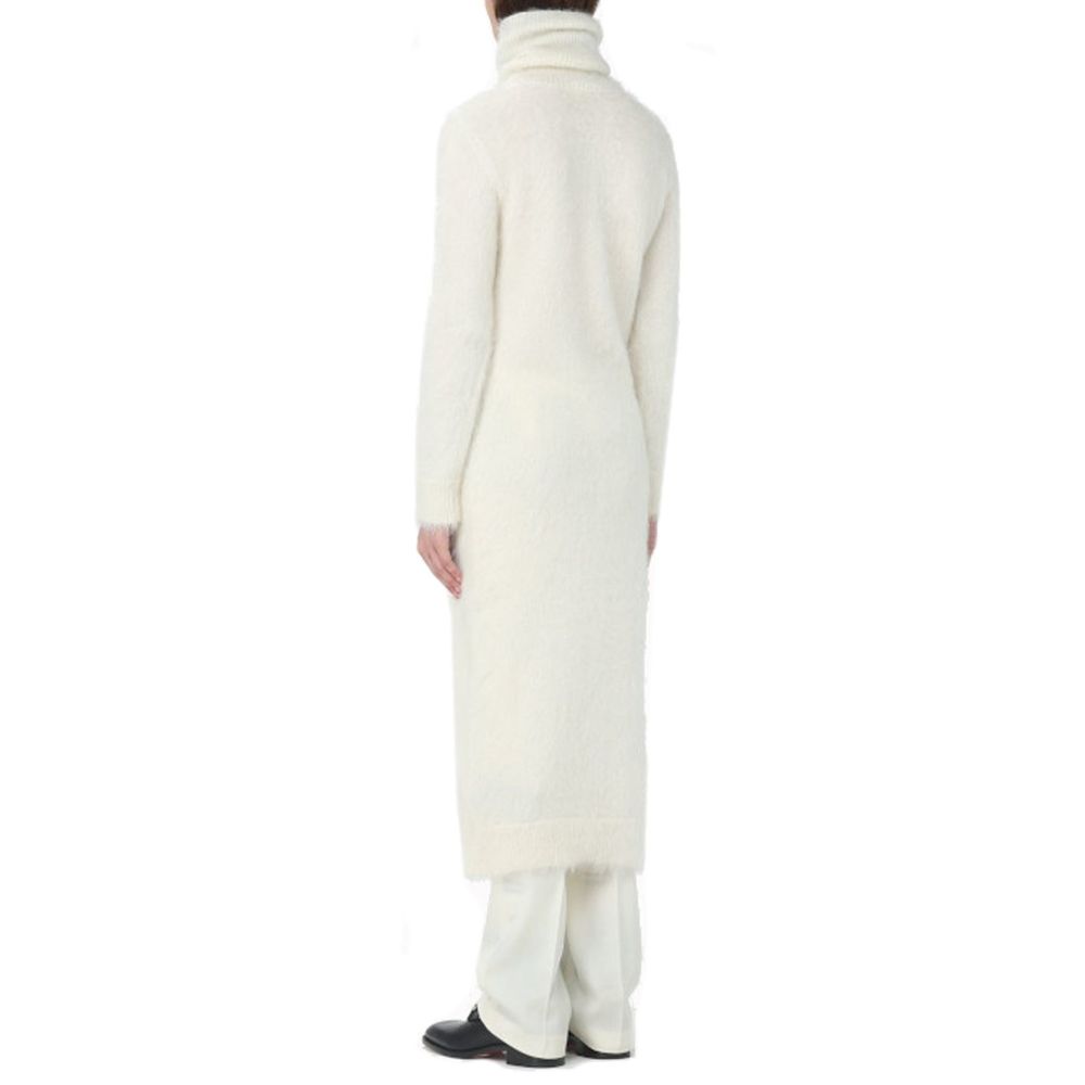 White Wool Blend Sweatshirt with High Neck